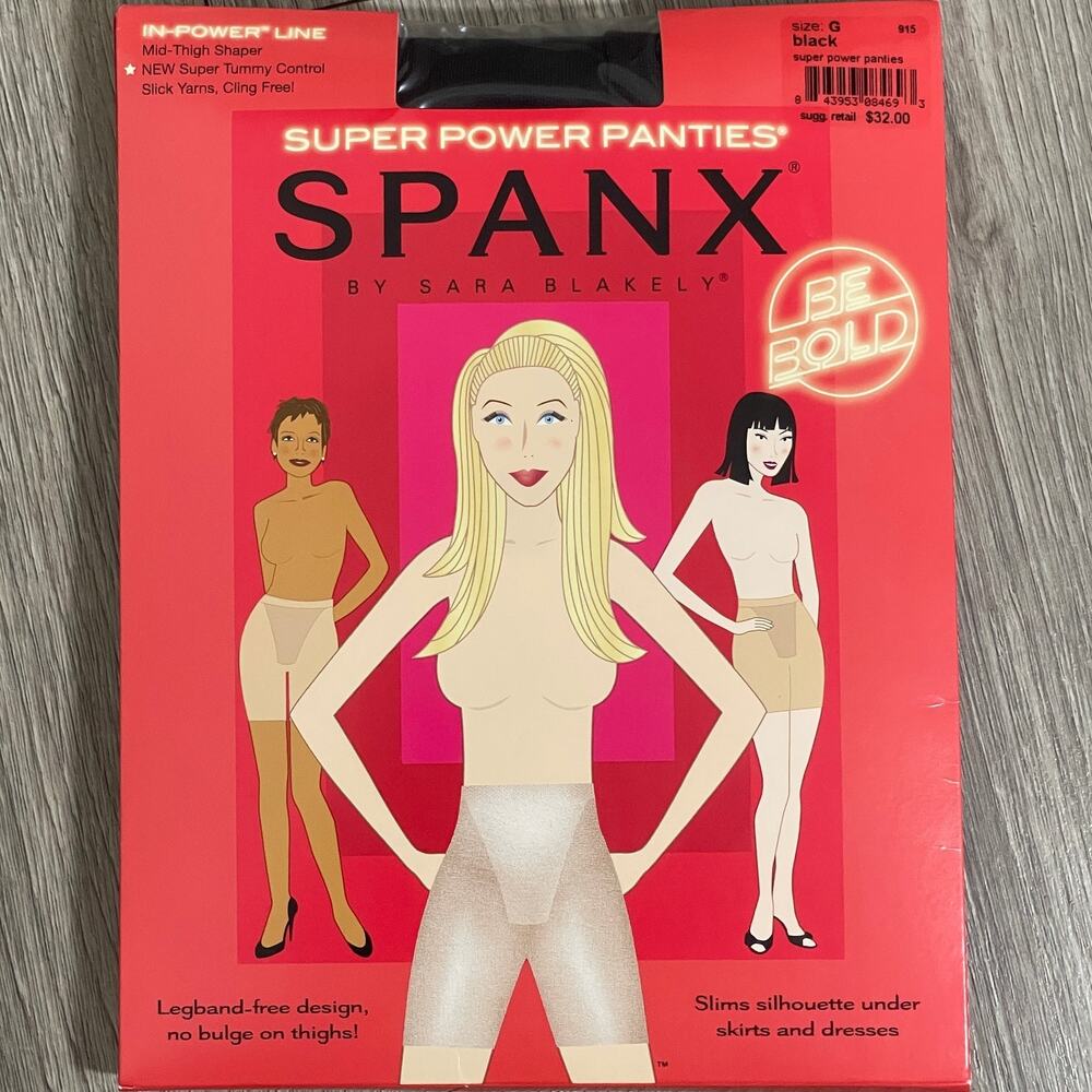 Spanx In-Power Line Super Power Panties 915 - Black - Size G - Mid Thigh Shaper